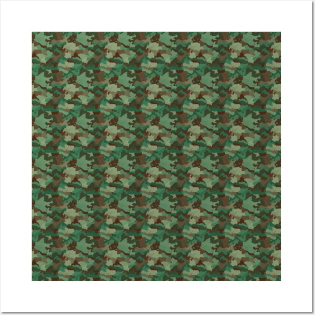 Small Military Army Green and Khaki Brown Camo Camouflage Print Wall Art by podartist